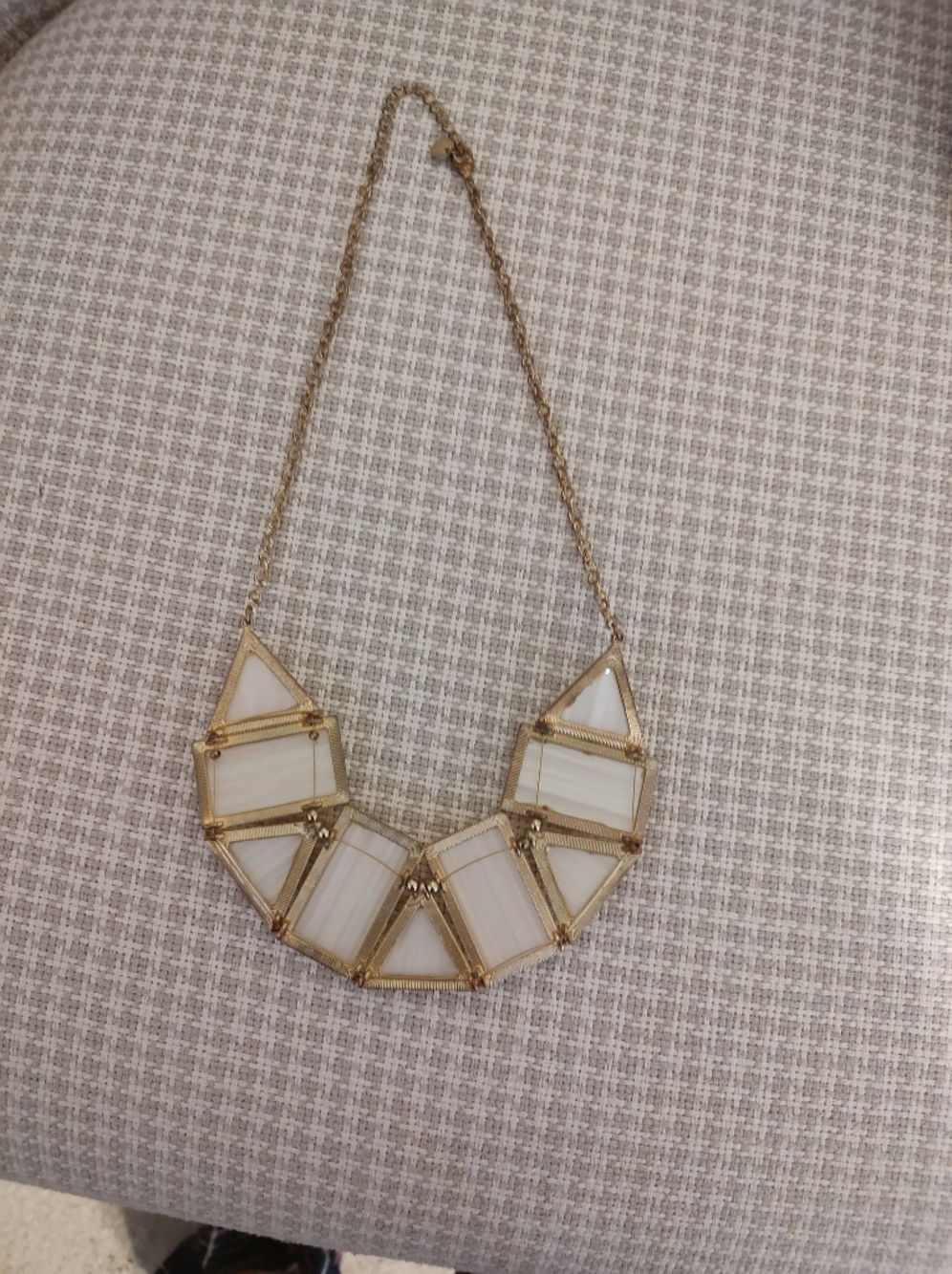 Toms Gold and Cream Geometric Bib Necklace